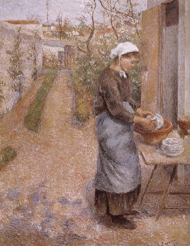 Camille Pissarro woman washing dishes